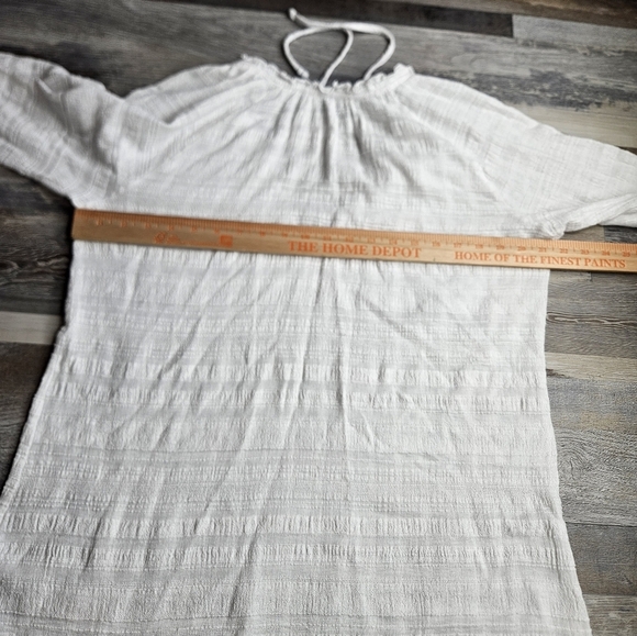 Show Me Your MuMu White Slub Cotton Blouse V-neck Medium - Picture 10 of 11